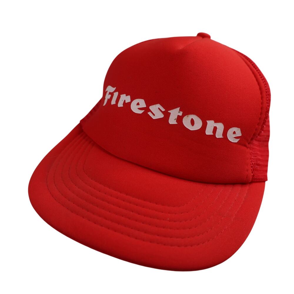 Vintage Firestone Spellout Mesh Foam Trucker Hat